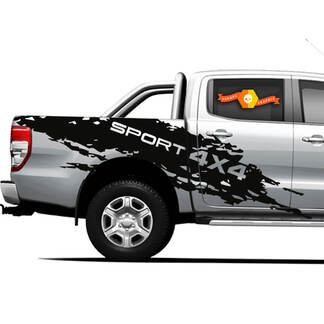 Par de calcomanías gráficas para cama lateral de camioneta Sport Splash 4×4 para Ford Ranger

