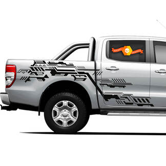 Par de calcomanías de vinilo con gráficos laterales para camiones 4×4 para Ford Ranger Robo
