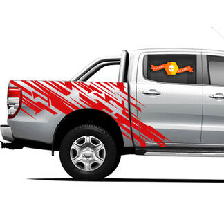 2 Calcomanías gráficas de cama lateral de camión 4×4 de cualquier color para Ford Ranger Red Lines
