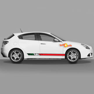 2x calcomanías para carrocería de puertas que se adaptan a calcomanías Alfa Romeo Giulietta, gráficos de vinilo, bandera italiana alargada 2.0
