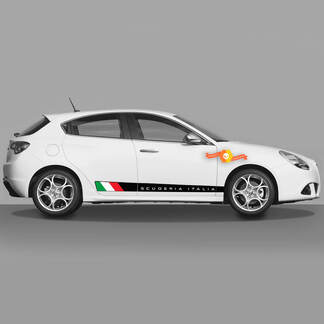 2x colores predeterminados de la bandera italiana, calcomanía del panel basculante de las puertas, se adapta a las calcomanías Alfa Romeo Giulietta, gráficos de vinilo Scuderia
