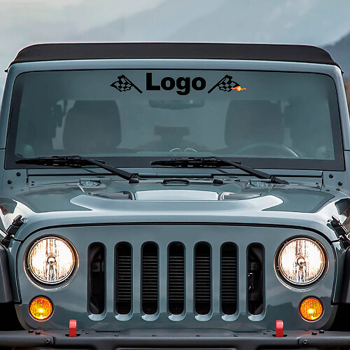 Vinilo adhesivo de parabrisas con logotipo personalizado y banderas para Jeep