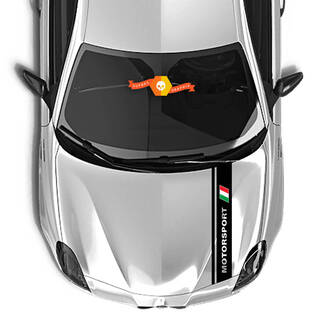 Adhesivo para capó Alfa Romeo Bandera de Italia desde el lateral sobre fondo negro
