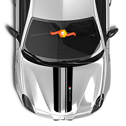 Pegatina de capó Alfa Romeo Bandera de Italia Dos Líneas Separadas 2021
