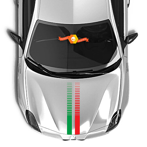Calcomanía de vinilo con rayas en el capó con la bandera de Italia para Alfa Romeo