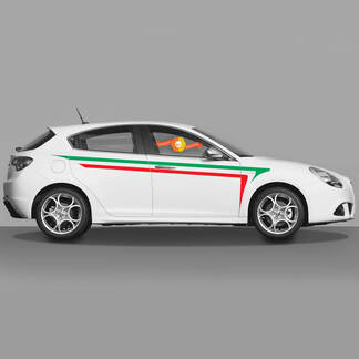 Par Vinilos Adhesivos Alfa Romeo Giulietta Gráficos Bandera de Italia Arriba en las Puertas 2021
