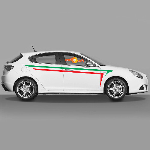 Par de calcomanías de vinilo Pegatinas Alfa Romeo Giulietta Gráficos Bandera de Italia Arriba en las Puertas 2021
