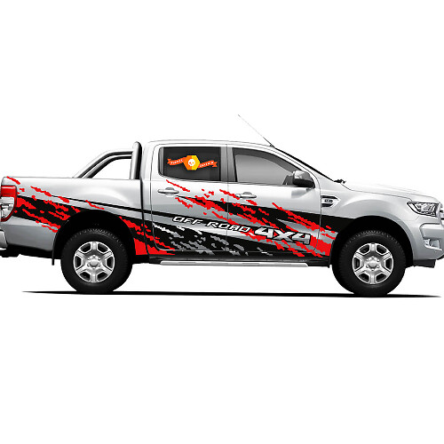 Pegatinas de vinilo para puertas laterales de camión 4X4 Toyota Tacoma TRD Off Road con diseño de camino ardiente
