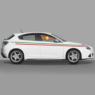 2x colores de bandera italiana predeterminados, calcomanías para puertas y carrocería, se adaptan a calcomanías Alfa Romeo Giulietta, gráficos de vinilo a rayas
