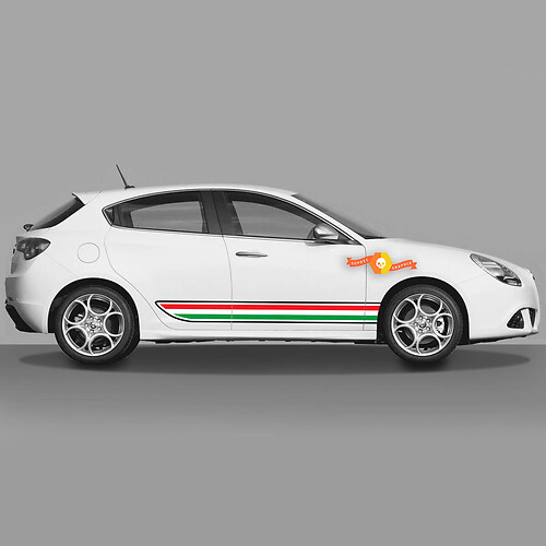 La calcomanía del cuerpo de las puertas 2x se adapta a Alfa Romeo Giulietta calcomanías de vinilo gráficos, luz de la bandera italiana 2021