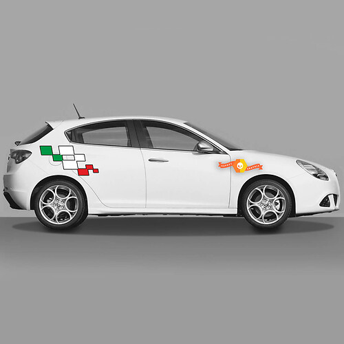 2 calcomanías para puertas y carrocería que se adaptan a Alfa Romeo Giulietta, calcomanías, gráficos de vinilo, bandera italiana, rompecabezas grande
