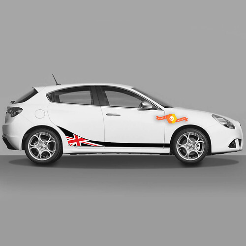 2x Puertas Cuerpo Calcomanía se adapta a Alfa Romeo Giulietta Pegatinas Calcomanías Gráficos de Vinilo, Bandera Británica - Camino a la Cima
