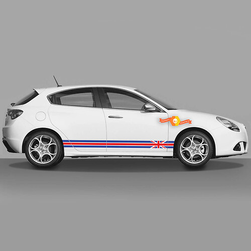 La calcomanía del cuerpo de las puertas 2x se adapta a Alfa Romeo Giulietta calcomanías de vinilo gráficos, bandera británica de longitud completa
