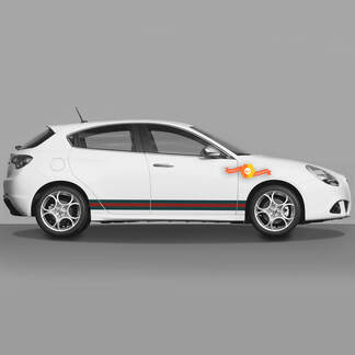 2 calcomanías para carrocería y puertas que se adaptan a calcomanías Alfa Romeo Giulietta, gráficos de vinilo, líneas de color de longitud completa 2021
