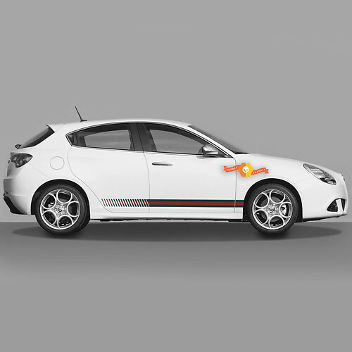 La calcomanía del cuerpo de las puertas de 2x se adapta a Alfa Romeo Giulietta calcomanías de vinilo gráficos, longitud completa desapareciendo líneas de colores
