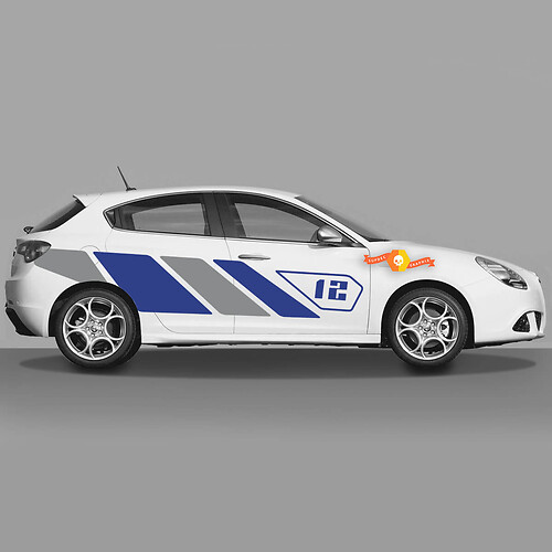 2x Puertas Cuerpo Calcomanía Se adapta a Alfa Romeo Giulietta Calcomanías Vinilo Gráficos Blue-Grey Stripes 2021