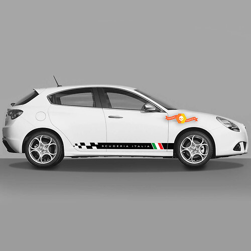 2x Alfa Romeo Giulietta calcomanías Vinilo Gráficos Rocker Panel Scuderia Italia Desaparición 2021