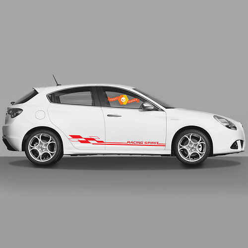 Par de calcomanías de vinilo pegatinas de carreras Deporte de carreras Bandera a cuadros Alfa Romeo Side Thipals Racing Spirit Nuevo 2022