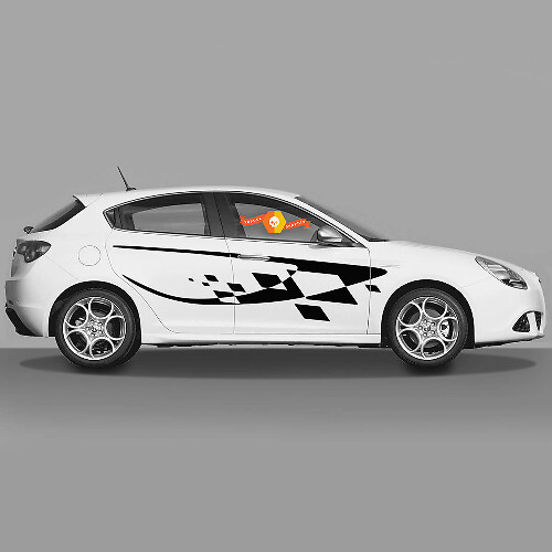 Par de calcomanías de vinilo con diseño de bandera a cuadros para puertas laterales estilo moderno Alfa Romeo 2022

