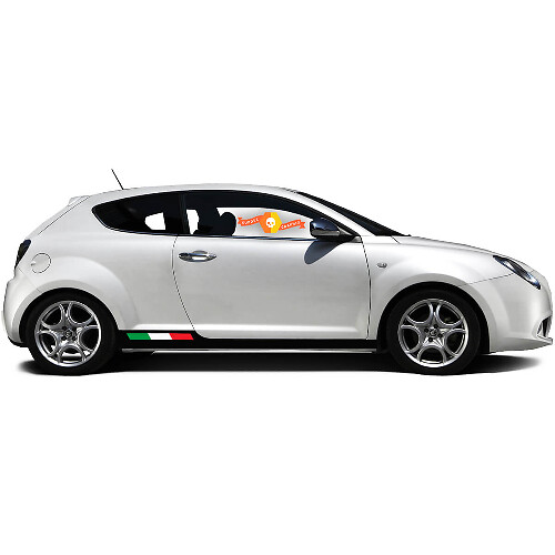 Par de calcomanías de vinilo adhesivas laterales para panel de carrocería Alfa Romeo MITO con bandera de Italia a la izquierda aplanada 2022
