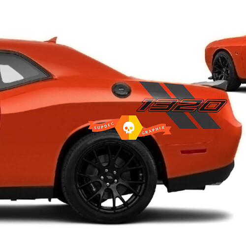 Kit de calcomanías de vinilo para la cama lateral en 2 colores para Dodge Challenger R/T Scat Pack 1320.

