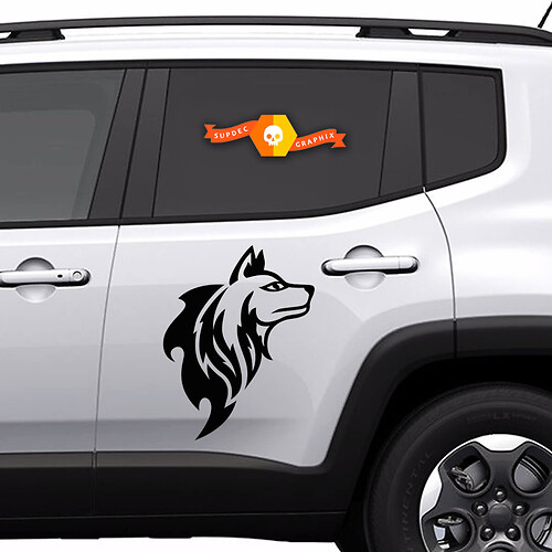 Silhueta de Perro Estilo Tribal Pegatina Vinilo Lateral para Jeep Renegade