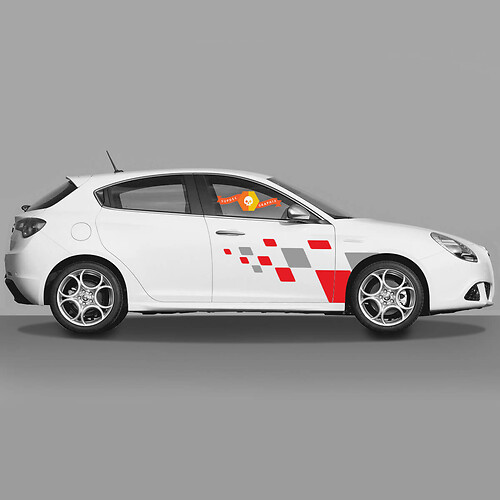 2x Alfa Romeo Giulietta Pegatinas Calcomanías Gráficos de Vinilo Diamantes Rojos y Grises 2022
