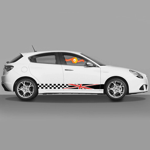 2x Alfa Romeo Giulietta Pegatinas Calcomanías Vinilo panel basculante bandera a cuadros Bandera británica Nuevo 2022
