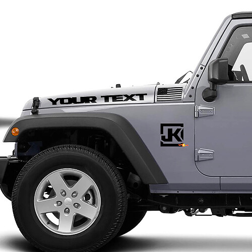 Kit de adhesivos de vinilo personalizados con el logo JK y bandera de EE. UU. para capó y laterales de Jeep Wrangler JK