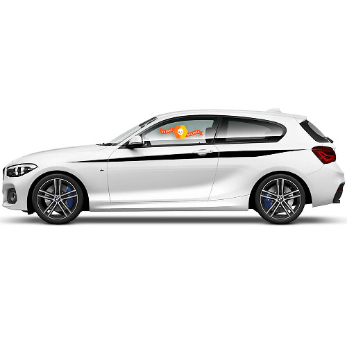 Par de calcomanías de vinilo adhesivo gráfico para el lateral para BMW Serie 1 2015 negro cortado
