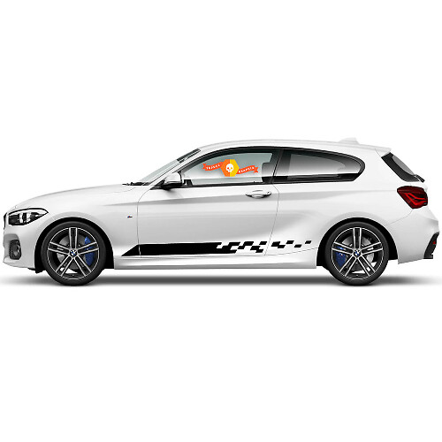 Pegatina de vinilo para la serie 1 de BMW 2015 con diseño gráfico de rayas laterales.
