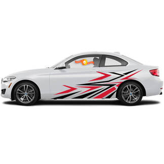 Par Vinilos Adhesivos Gráficos laterales para BMW Serie 1 2015 Rojo Negro Grietas
