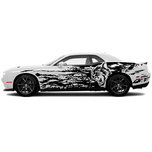 Pegatina de vinilo lateral estilo grunge con logo Wildcat para Dodge Challenger