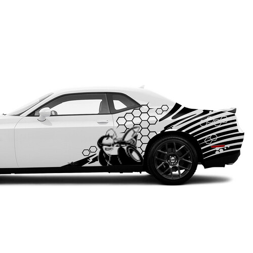 Adhesivo de vinilo estilo panal para la cabecera de la cama para Dodge Challenger