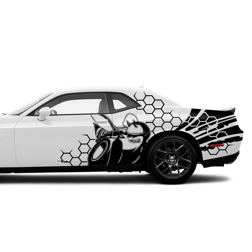 Calcomanía adhesiva vinilo lateral con gráfico de Super Bee y panal para Dodge Challenger