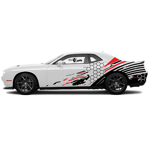 Kit de pegatinas de vinilo con franjas laterales de efecto rejilla para Dodge Challenger