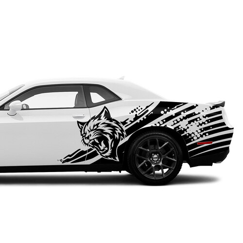 Pegatinas de vinilo de puntos y rayas con el logo de Wildcat para la puerta del Dodge Challenger