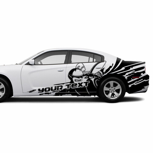 Adhesivo de vinilo lateral con salpicaduras de barro y texto personalizado para Dodge Challenger