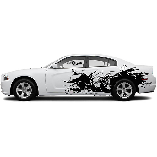 Combinar Dodge сharger o Challenger SRT Scat Pack Hexagon Honeycomb Side Door Side Decals Grapals Vinyl Graphics