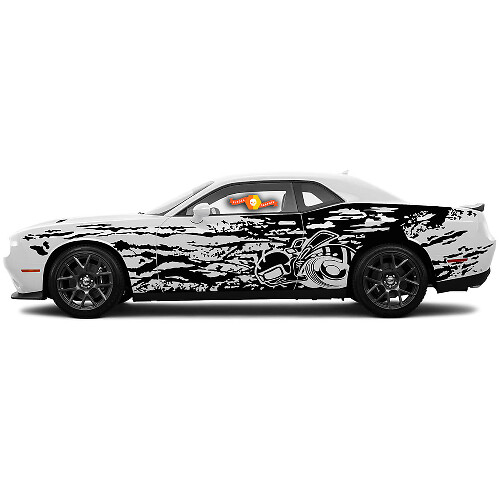 Par de vinilos laterales estilo grunge Super Bee para Dodge Challenger Charger