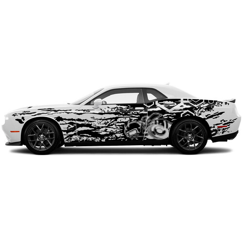 Pegatina de vinilo lateral con gráfico hexagonal y salpicaduras de barro para Dodge Challenger