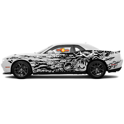 Par de calcomanías laterales en forma de hexágono con diseño Super Bee Grunge para puertas de Dodge Challenger o Charger