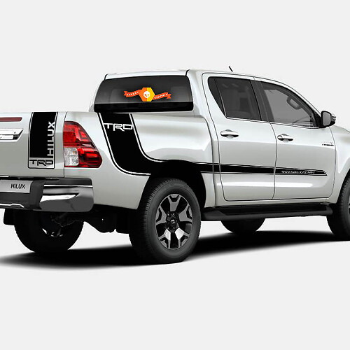 Kit de pegatinas de vinilo con franjas laterales y portón trasero estilo TRD para Toyota Hilux