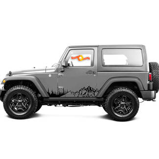 2 New JEEP Decal Sticker mud Rocker Panel Mountains Forest puerta lateral gráficos Wrangler Door
