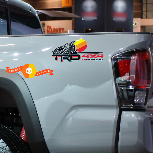 Adhesivos de Vinilo Laterales Vintage con Logo Topográfico TRD para Toyota Tacoma