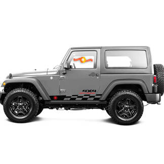 2 New JEEP Decal Sticker Two Colors Army Star Rocker Panel 4x4 puerta lateral todoterreno Bandera a cuadros gráficos Wrangler Door
