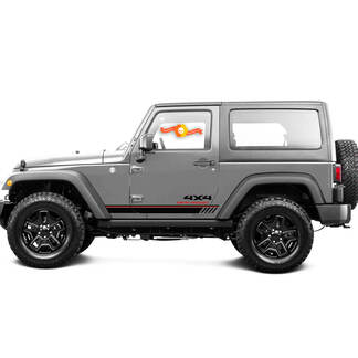 2 New JEEP Decal Sticker Two Colors Army Star Rocker Panel 4x4 off-road Red-line gráficos calcomanías Wrangler
