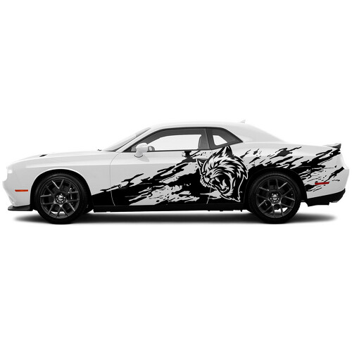 Calcomanía adhesiva de vinilo para puerta lateral Hellcat Torn Grunge para Dodge Challenger