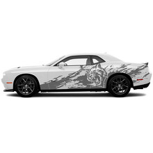 Calcomanía adhesiva de vinilo para puerta lateral Hellcat Torn Grunge para Dodge Challenger_2