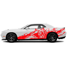 Calcomanía adhesiva de vinilo para puerta lateral Hellcat Torn Grunge para Dodge Challenger_3